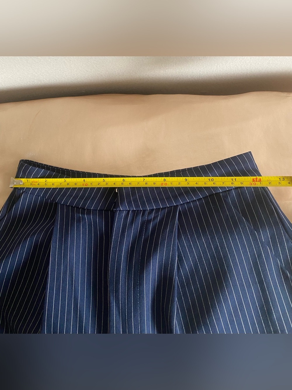 Princess Polly Navy Pinstripe Wrap Waist Wide Leg Pants High Rise US 2 - Picture 6 of 7